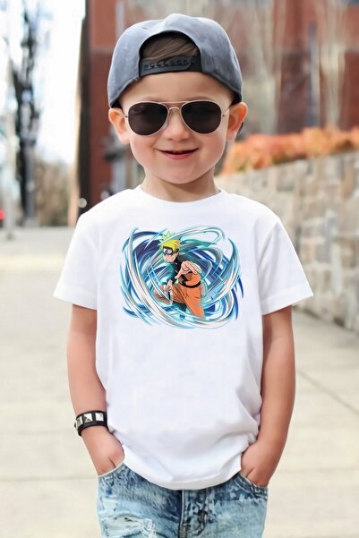 ScubaPromoTurkey تي شيرت ناروتو شيبودن أبيض محبوك بطبعات عضوية للأولاد