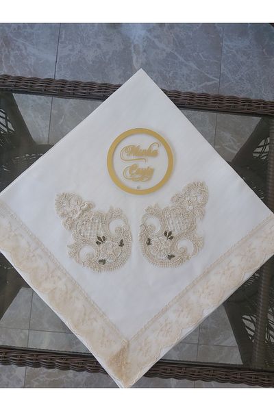 Nurka Çeyiz Dowry Gift White Color Promise Engagement Bundle with French Lace Applique for Bride or Groom