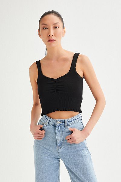 Açelya Okcu Mercerized Bustier with Openwork Edge