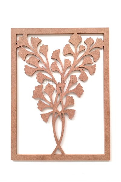 DEKOLOBİ 30*40 Cm Yapraklı Çiçek Pano / Saksı Çiçek Boyanabilir Tablo / Ham M...