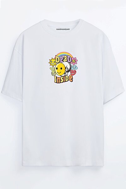 Harmandar Dead Inside Depression Tricou oversize negru - alb