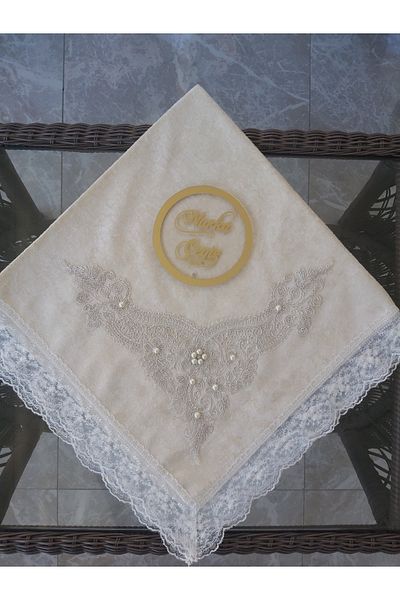 Nurka Çeyiz Dowry Gift Off-White Velvet Promise and Engagement Bundle for Bride or Groom