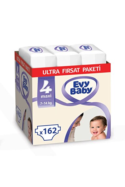 Evy Baby Bebek Bezi 4 Beden Maxi Ultra Fırsat Paketi 162 Adet