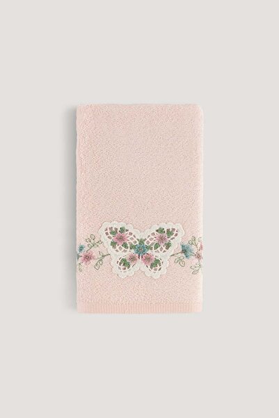 Arliva Home Kelebek Bambu Nakıslı Havlu Pudra 30x50