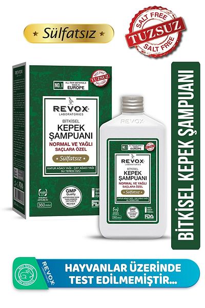 Revox Herbal Shampoo Effective Against Dandruff - Sulfate-Free and Salt-Free for Normal and Oily Hair