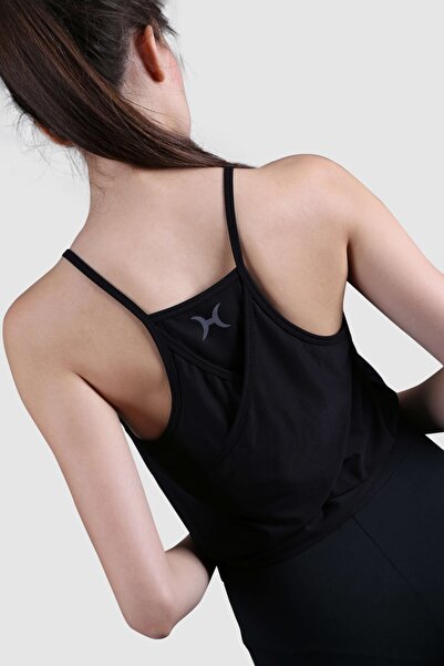 HALVMAN Back Detailed Women's Athlete Undershirt Black Hlv1341
