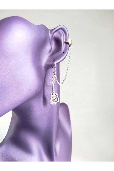 Fugusugu Fire Guitar Tragus Compression Chain Earrings