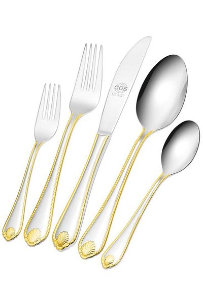 GGS Solingen Germany Ggs Solingen Nadine Decor Gold 96 Piece Fork Spoon Knife Set