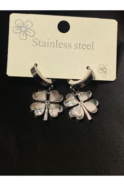 love art aksesuar Clover Steel Earrings