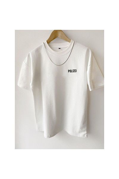 Black Sokak Ανδρικό μπλουζάκι με στάμπα Polizei Crew Neck Oversize
