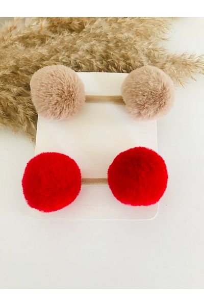 Aressa Set de benzi de păr pentru fetiță, copii, elastic, cu pompon dublu