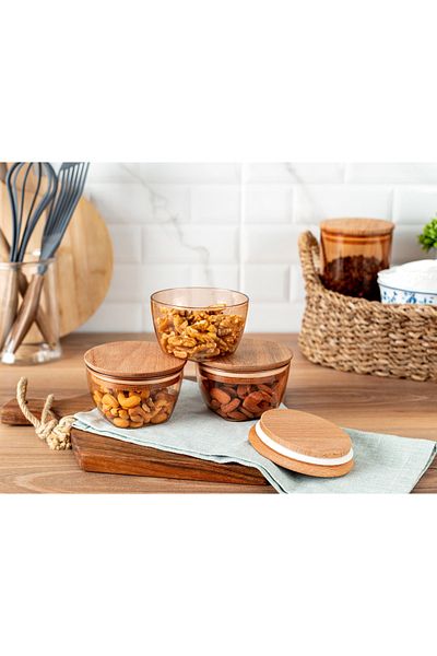 Madame Coco Florian 380ml 3-piece Storage Set with Wooden Lid