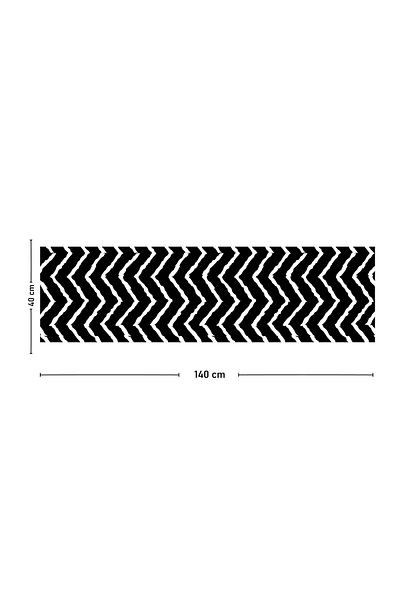 Vagonik Runner cu imprimare digitală cu model în zig-zag negru 140x40