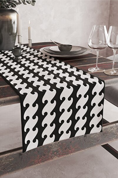 Vagonik Crno-beli talas Sa deznom Digitalna štampa kom Stolni raner 140x40