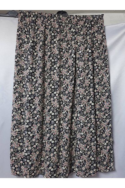 sercan konfeksiyon Mother Print Skirt Viscose Fabric with Elastic Waist