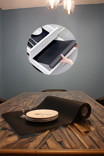 MissClean 10 Meters * 45 Cm Black Straw Pattern Shelf Cover Cabinet, Non-Slip Non-Slip Cover Inside the Drawer