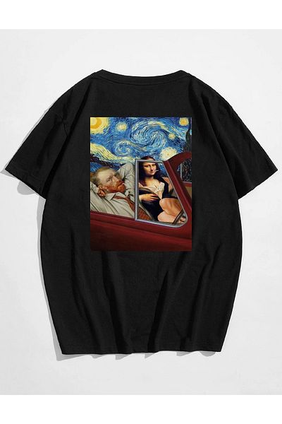 Deocept Tricou oversize cu imprimeu Mona Lisa unisex