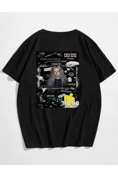 Deocept تي شيرت كبير الحجم مطبوع من الأمام والخلف للجنسين من Billie Eilish