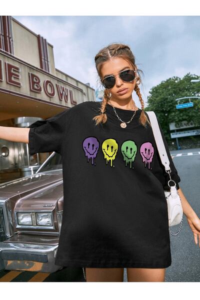 Deocept Tricou oversize cu imprimeu color Emoji unisex