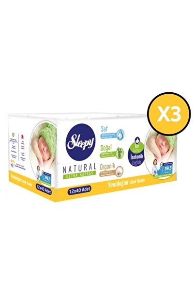 Sleepy Natural Yenidoğan Islak Pamuklu Havlu 40 x 36 Adet