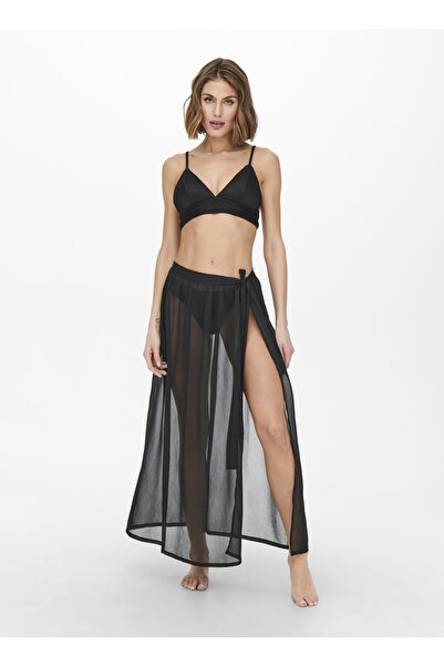 ONLY Onlmadam Life Beach Skirt Normal Kalıp Transparan Siyah Kadın Pareo