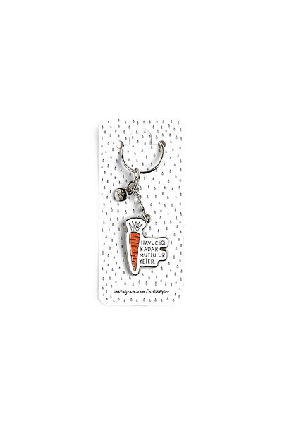 Hisli Şeyler Sharp Color Keychain - Happiness Is Enough as Carrot