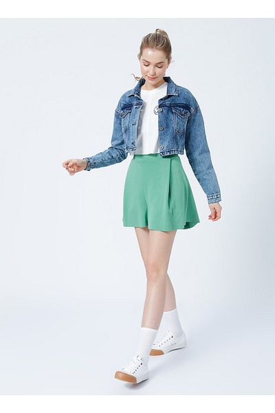 Aeropostale Y-apsel Elastische Regular Fit Unifarbene grüne Damen Shorts