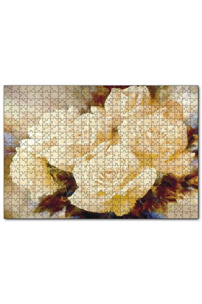 Cakapuzzle لوحة زيتية بالورود البيضاء 1000 قطعة أحجية الصور المقطوعة Mdf (خشب)