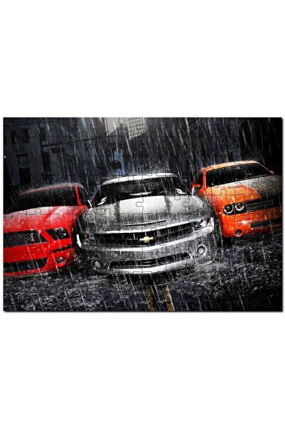 Cakapuzzle Mustang Camaro Ve Dodge Araçlar Yağmur Altında 255 Parça Puzzle Ya...