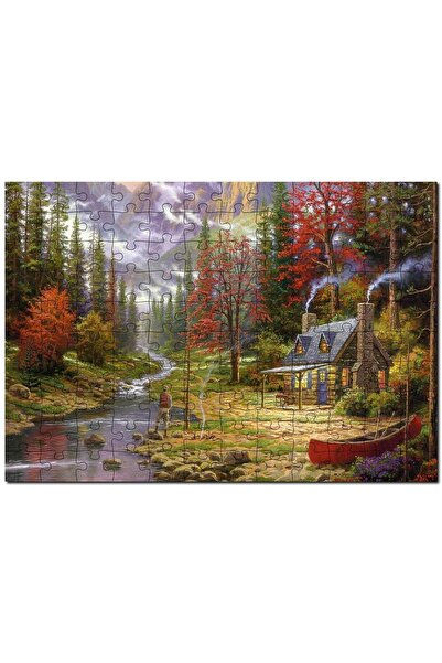 Cakapuzzle Orman Dere Insan Ev Görseli 120 Parça Puzzle Yapboz Mdf (ahşap)