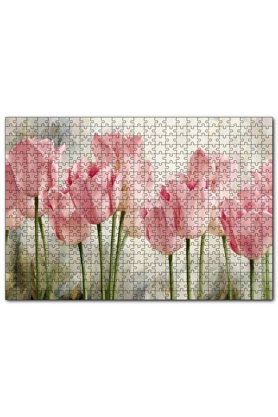 Cakapuzzle Pembe Laleler Yağlıboya 1000 Parça Puzzle Yapboz Mdf (ahşap)