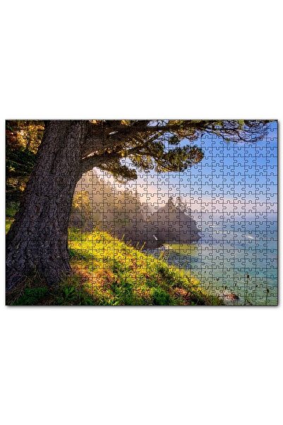 Cakapuzzle Gündoğumu Deniz Manzaralı Tepedeki Ağaç 1000 Parça Puzzle Yapboz Mdf (ahşap)