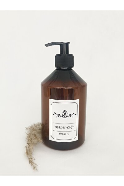 Dem Home Amber Cam Görünümlü Plastik Masaj Yağı Etiketli Boş Şişe 500 Ml( Pom...