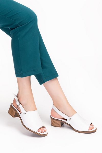 INNTRO Sahsa White Women's Genuine Leather Sandals