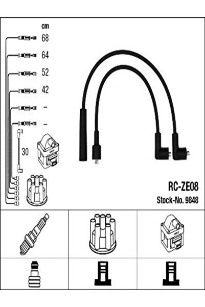 NGK 9848 (RC-ZE08) Atesleme Kablo Seti Rc-ze08 (MAZDA : 323 1.6 GT 86-89) 8bb...