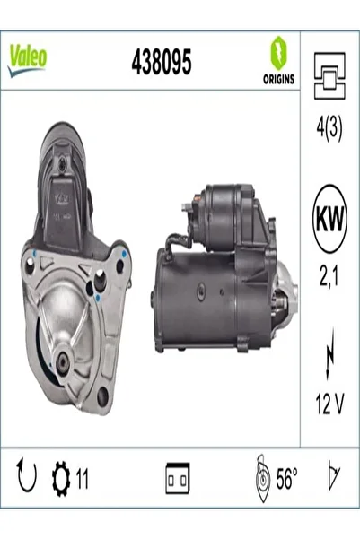 VALEO 438095 محرك المريخ 12 فولت 11 ديس 2.0 كيلو وات رينو لاجونا II 1.9dti 97 23300aw30291167474 (WM769575)