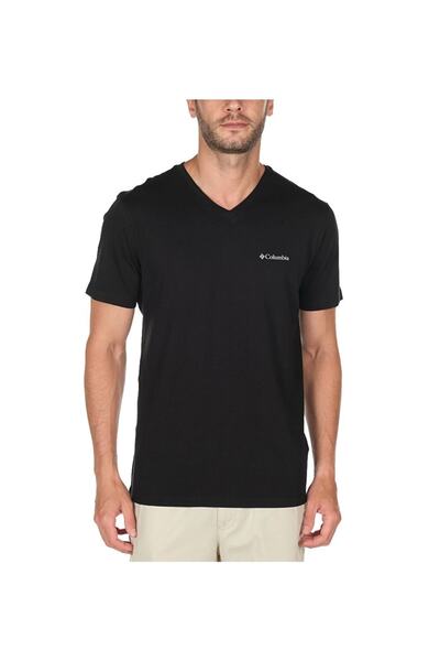 Columbia Brushed V Neck Erkek V Yaka Siyah Tişört - Cs0288