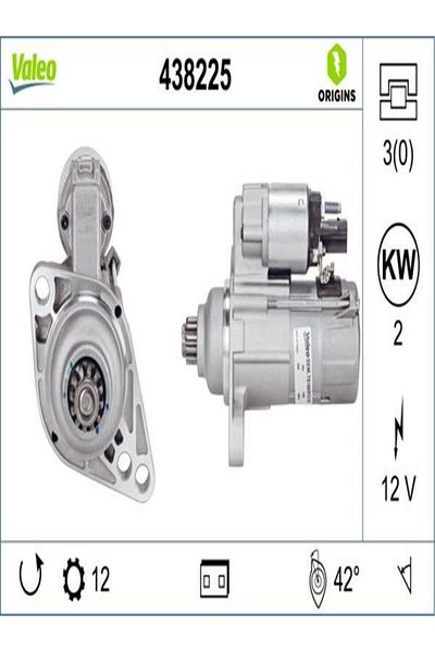 VALEO 438225 Starter Motor 02z911023m Wk198882