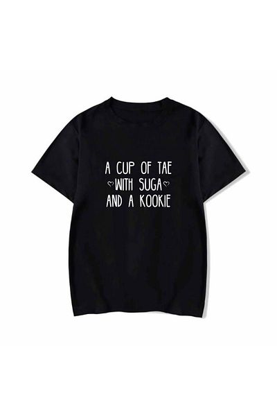 Korefanzin Tricou Bts Tae Suga Kookie Unisex Negru