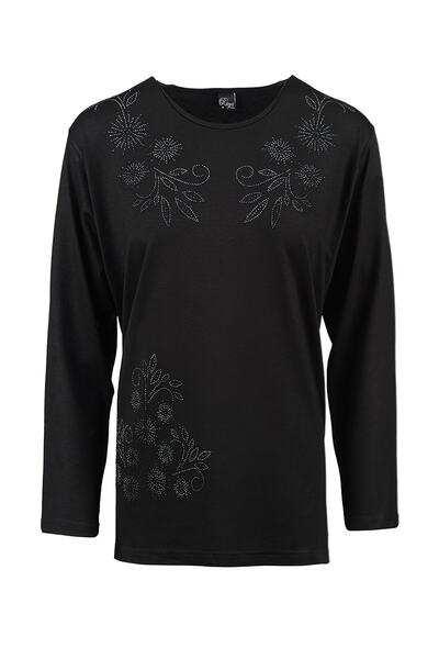 Nacar Anneler Günü Büyük Beden Taşlı Anne Penye Bluz