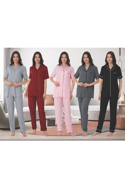 Effortt Set pijama cu mânecă scurtă cu nasturi în față