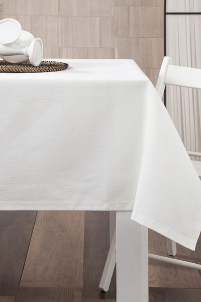 Nia Deco Home Off White Luxury Boutique Tablecloth Nano Carefree Linen Fabric