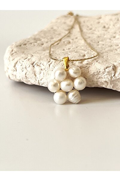 Ladies&Gentlemen Çiçek Motifli Tasarım Gerçek Inci Kolye