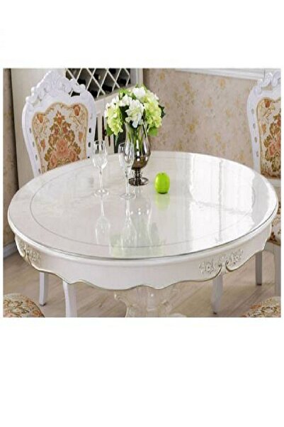 ERKSOLHOME Ceren Şeffaf Yuvarlak 1,5 Mm Kalın Pvc Kaymaz Masa Örtüsü Koruyucu