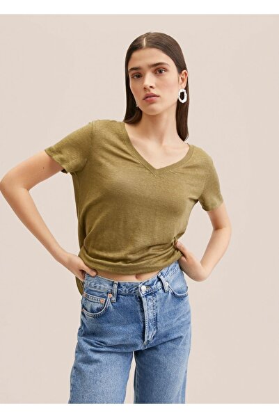 MANGO Woman T-Shirt 100% λινό