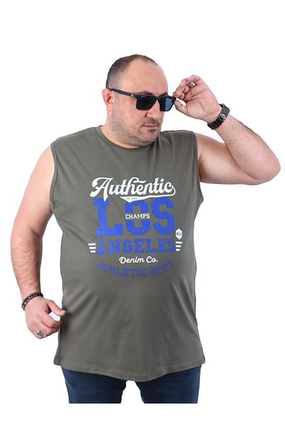 MocGrande Ανδρικό μεγάλο μέγεθος εσώρουχο Bis Collar Los Angeles Khaki 22136-5-std