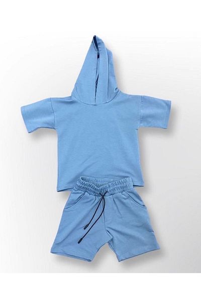 Pink Hippo Kids Set pantaloni scurți unisex cu glugă