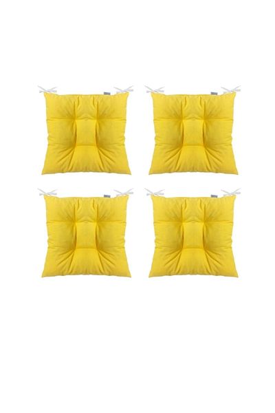 Karasi Yellow 4-Piece Combination Fluffy Square Chair Cushion 40×40