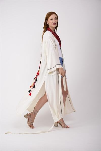 ZTO Kadın Bohem Stil Işleme Detay Tasarım Kimono