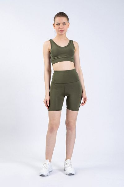 The Step Sports Bustieră sport crop kaki pentru femei Snc
